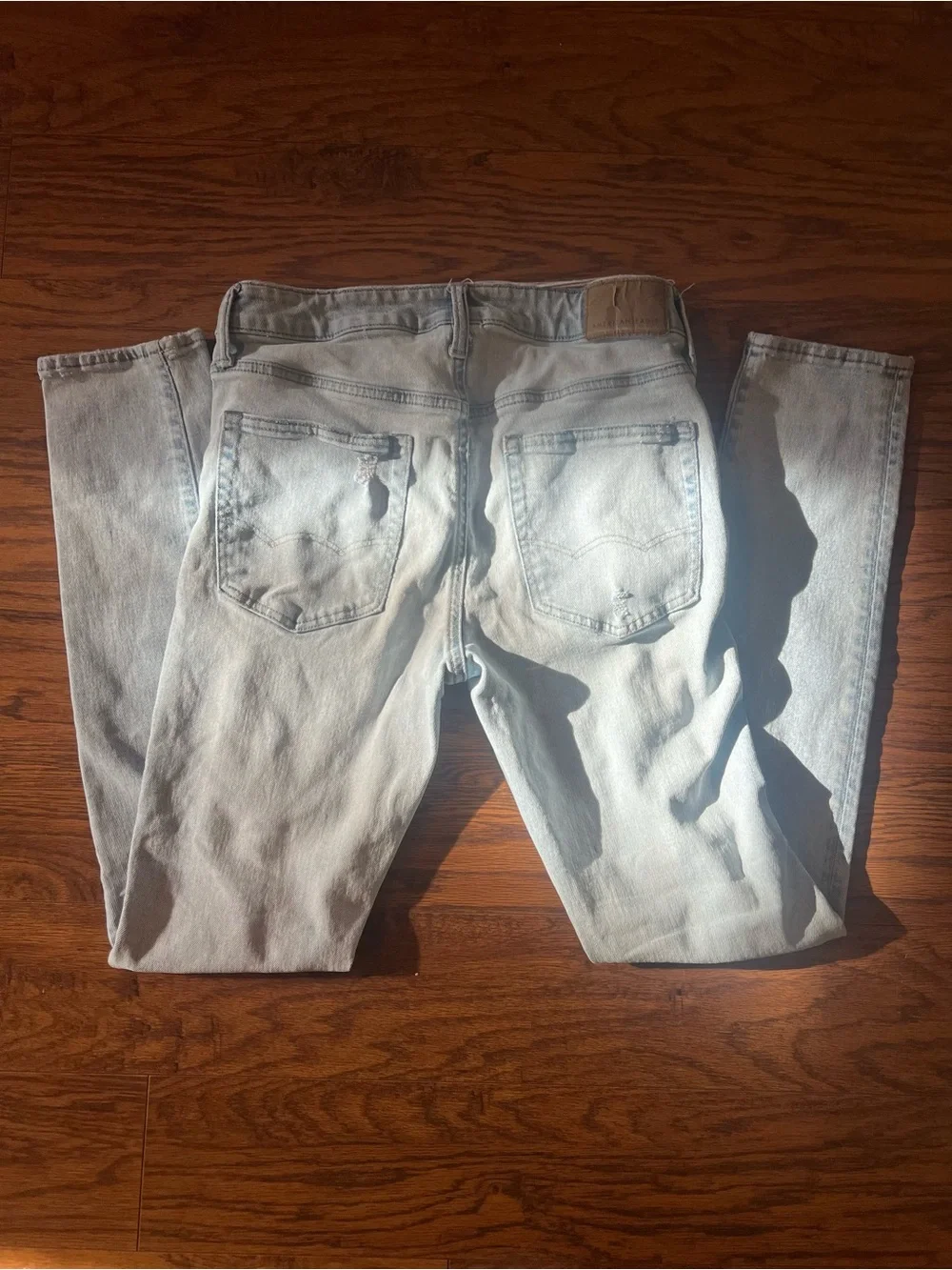 American Eagle Outfitters Light Wash Distressed Athletic Skinny Jeans